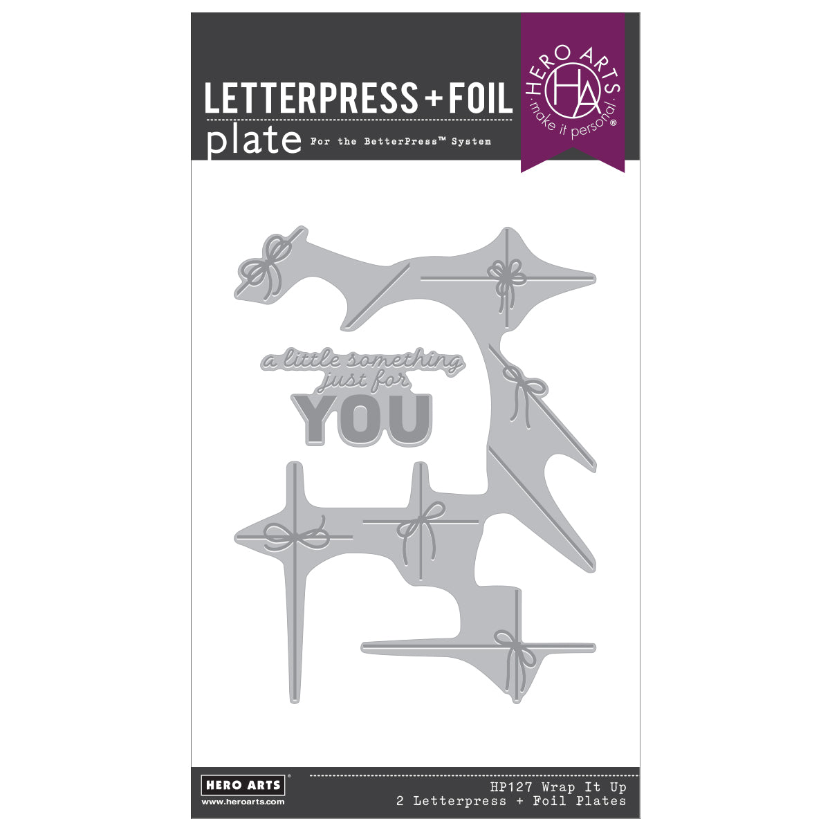 Hero Arts - Wrap it Up Letterpress + Foil Plates with Placement Guide from the Best Gift Ever Collection