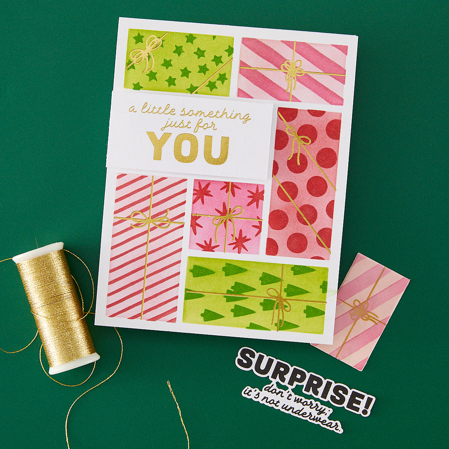 Hero Arts - Wrap it Up Letterpress + Foil Plates with Placement Guide from the Best Gift Ever Collection