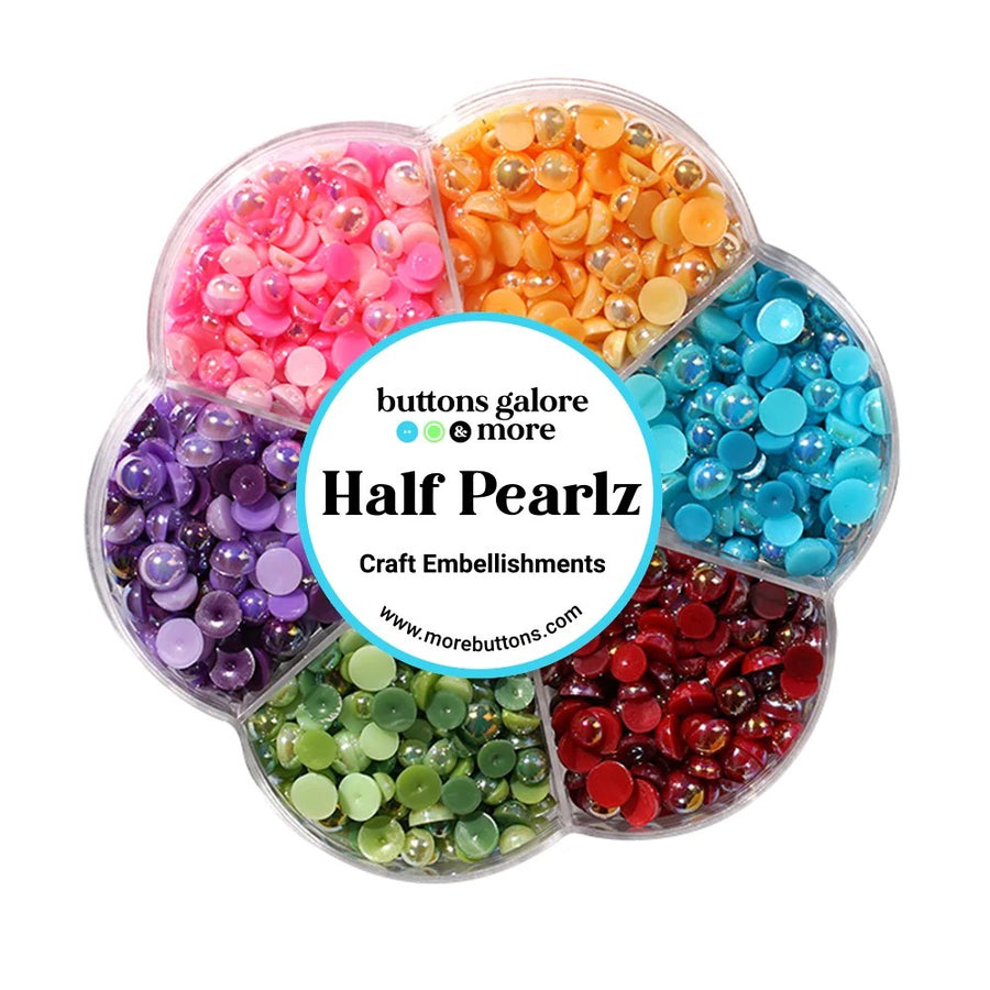 Buttons Galore & More - Half Pearlz Brights Flower Box