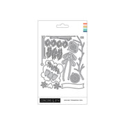 A packaged set of holiday tree twigs die-cut stickers or decals on a white backing card. The card shows multiple outlined twig motifs including pine branches, acorns, a bird, a hanging ornament, and a blank banner.