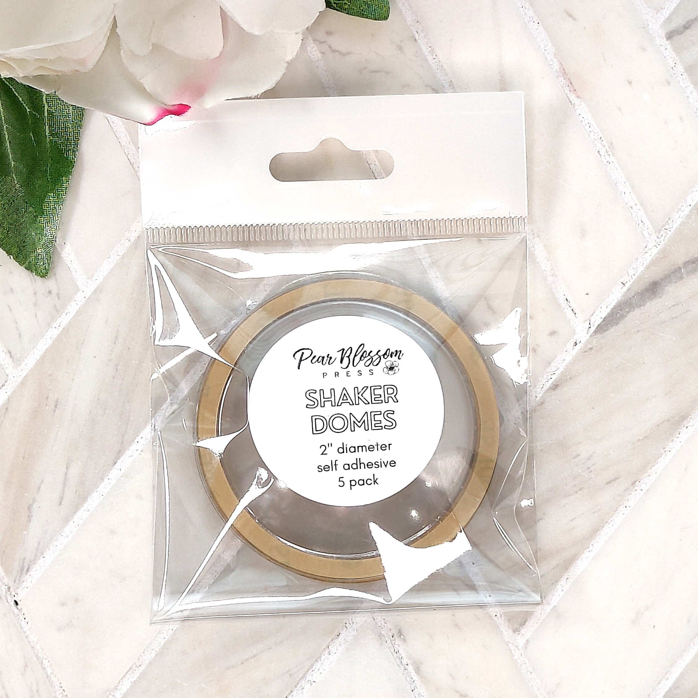Pear Blossom Press - 2" Shaker Domes, self-adhesive, pack of 5 (coordinates with Halo Lights)