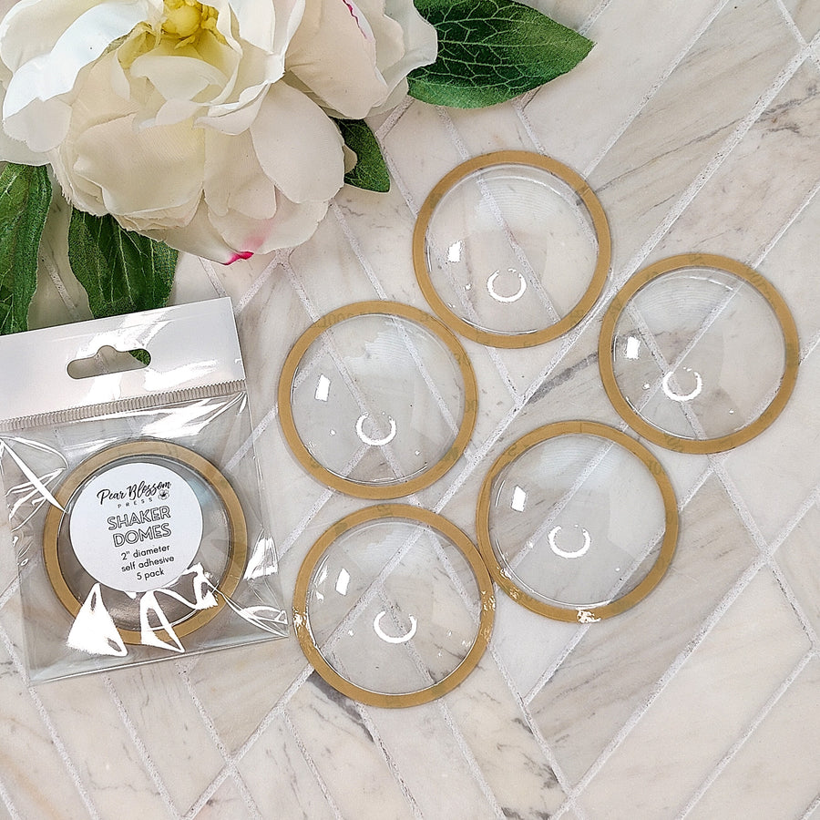 Pear Blossom Press - 2" Shaker Domes, self-adhesive, pack of 5 (coordinates with Halo Lights)