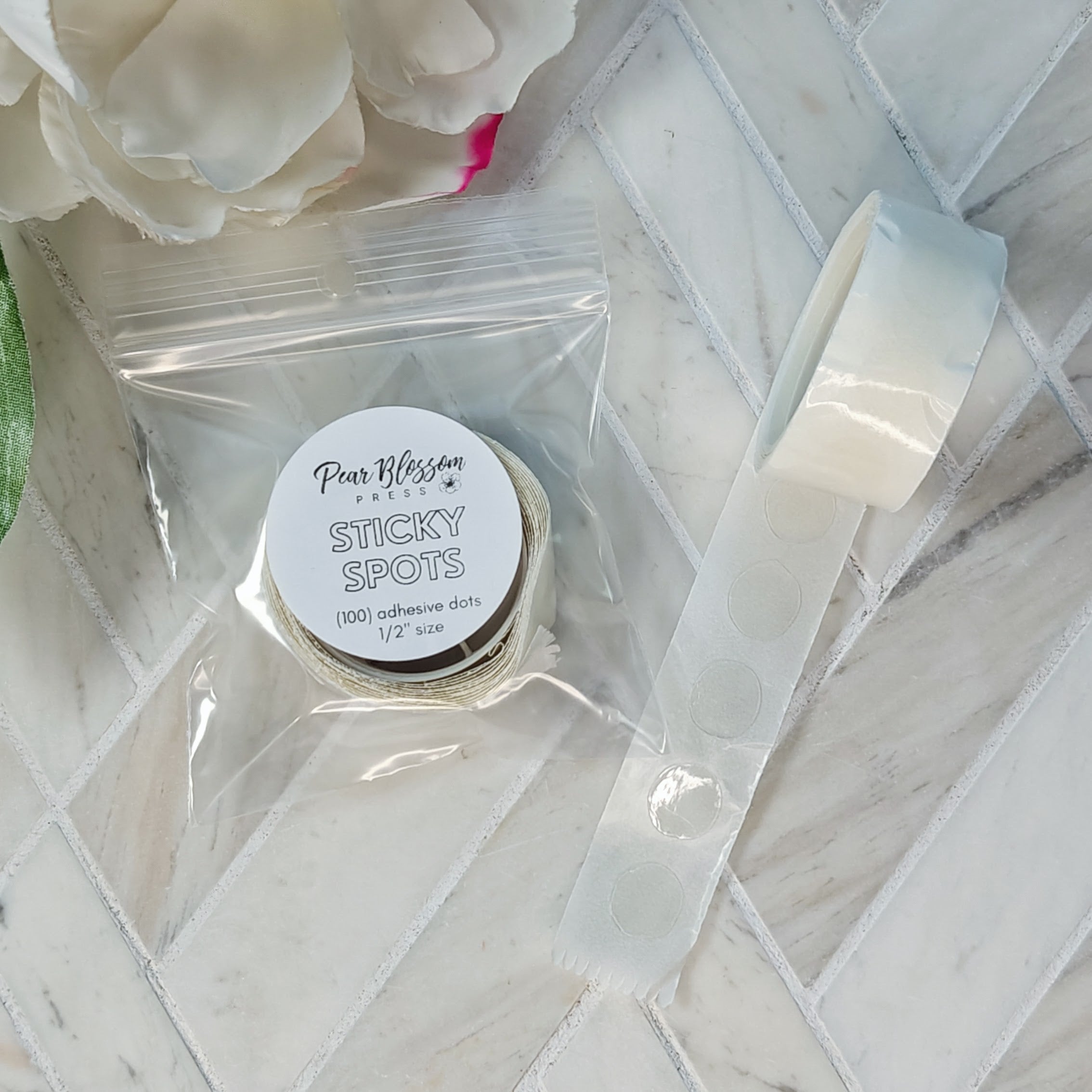 Pear Blossom Press - Sticky Spots (100 dots/roll) 1/2" adhesive dots