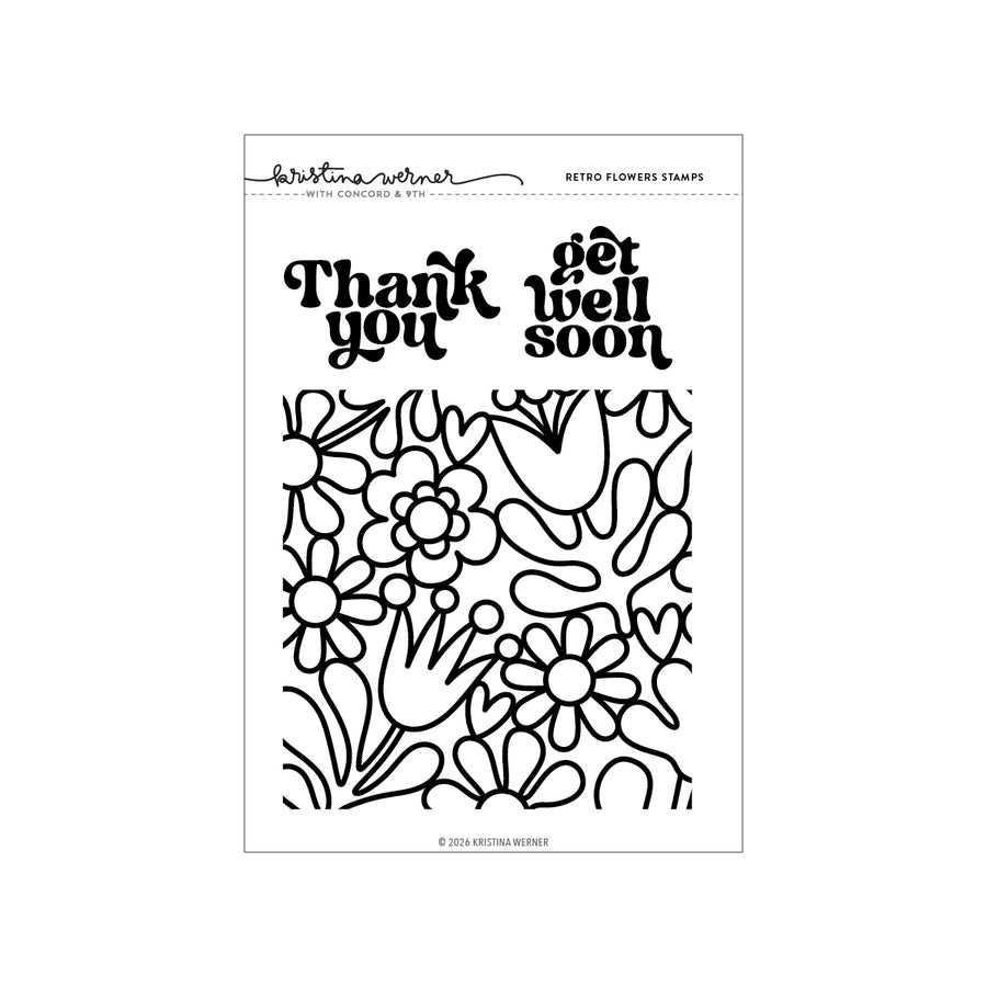 Concord & 9th (Kristina Werner) - Retro Flowers Stamp Set