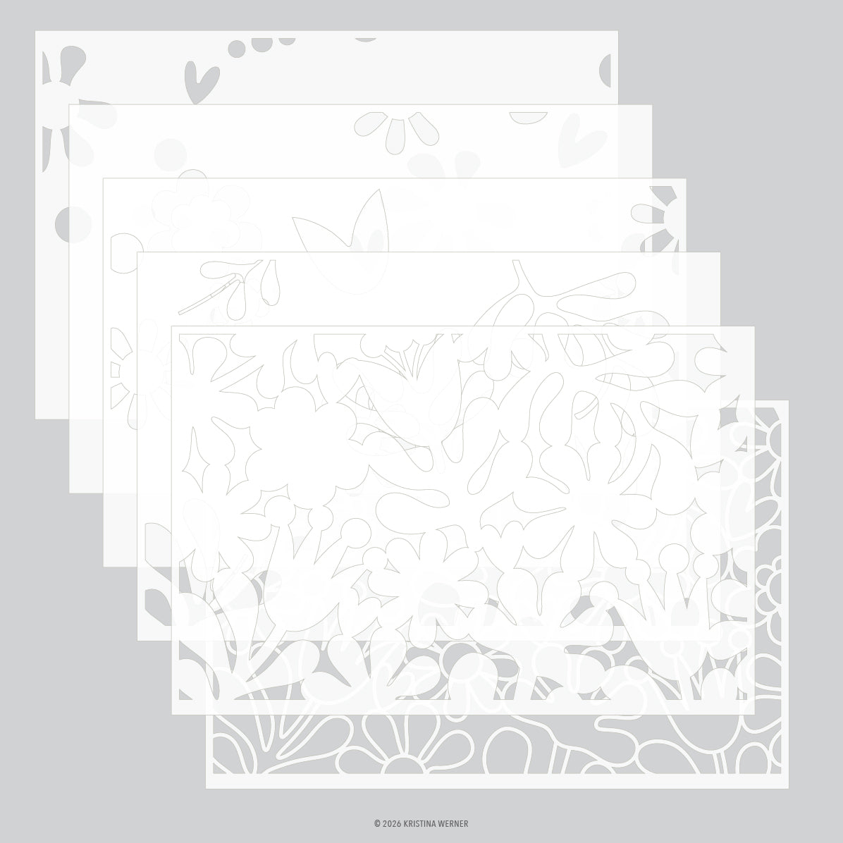 Concord & 9th (Kristina Werner) - Retro Flowers Stencil Pack