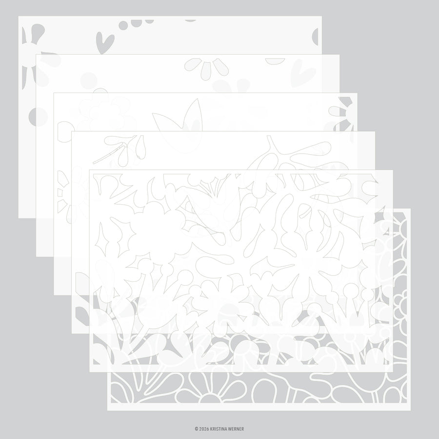 Concord & 9th (Kristina Werner) - Retro Flowers Stencil Pack
