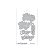 A packaged set of metal die-cut stickers featuring holiday greetings including 'Holiday Blessings,' 'Holiday Hugs,' 'Jugs Blessings,' and 'Jugs.' The product is shown on a plain white background with its retail backing card visible.