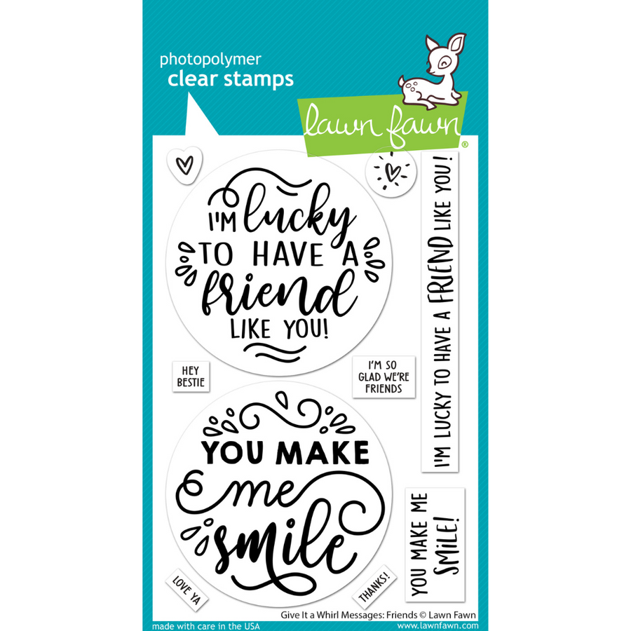 Lawn Fawn - Give it a Whirl Messages: Friends Stamps
