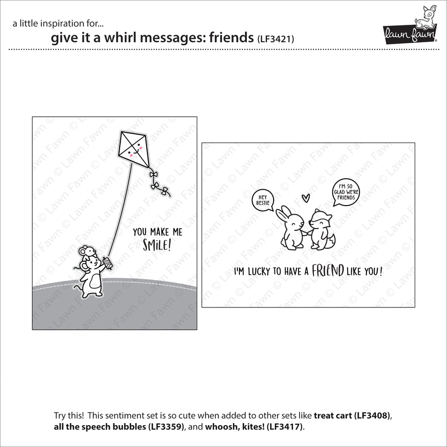 Lawn Fawn - Give it a Whirl Messages: Friends Stamps
