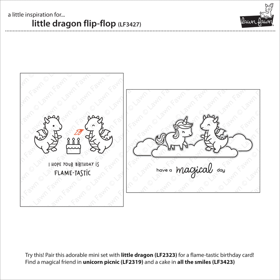 Lawn Fawn - Little Dragon Flip Flop Stamps