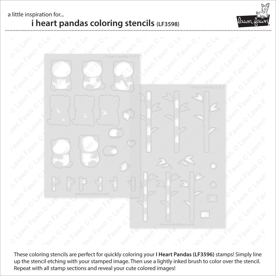 Lawn Fawn - I Heart Pandas Coloring Stencils