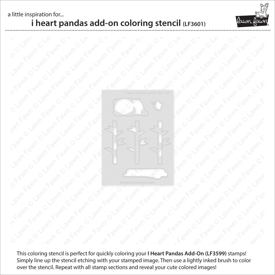 Lawn Fawn - I Heart Pandas Add-on Coloring Stencil