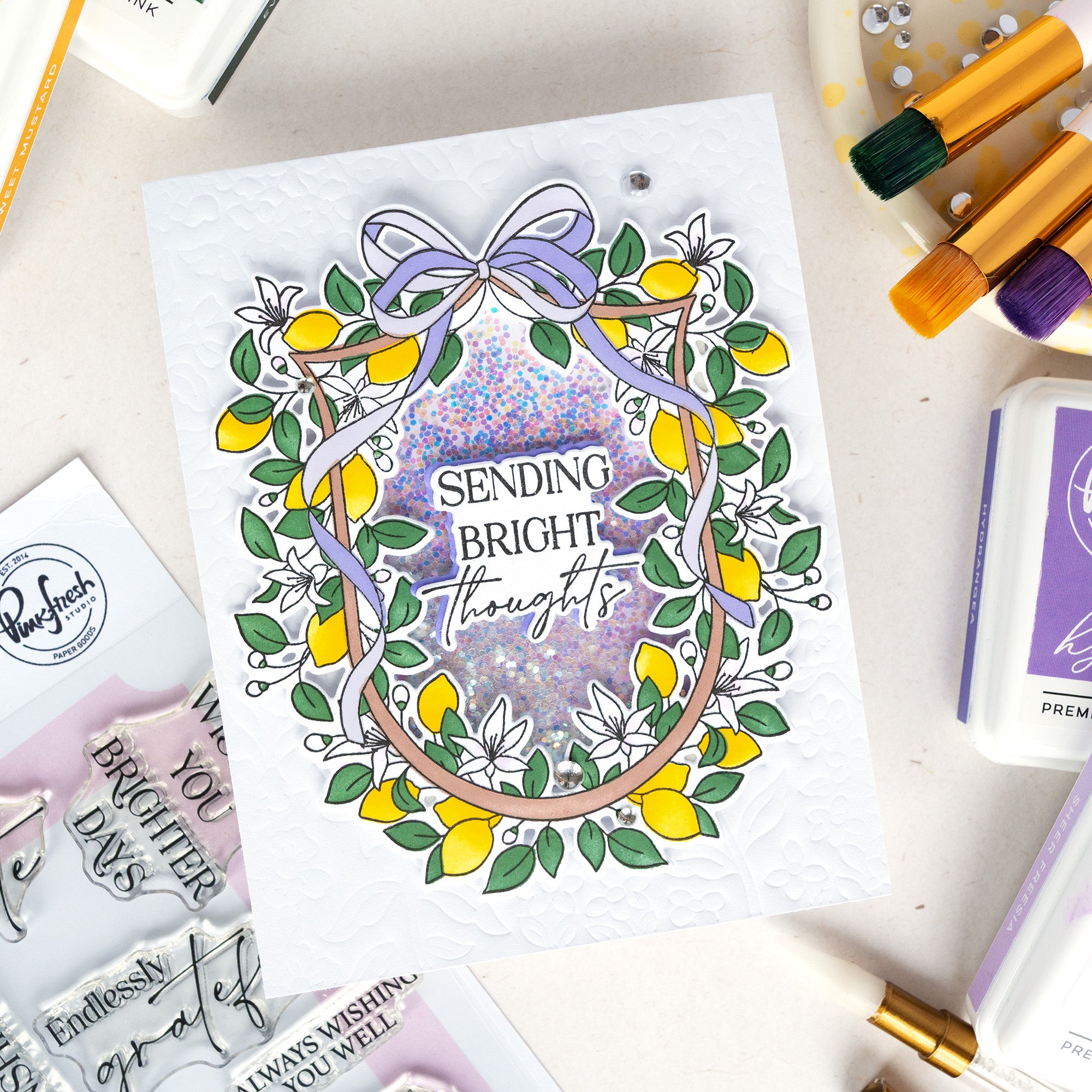 Pinkfresh Studio - Lemon Blossom Crest Stencils