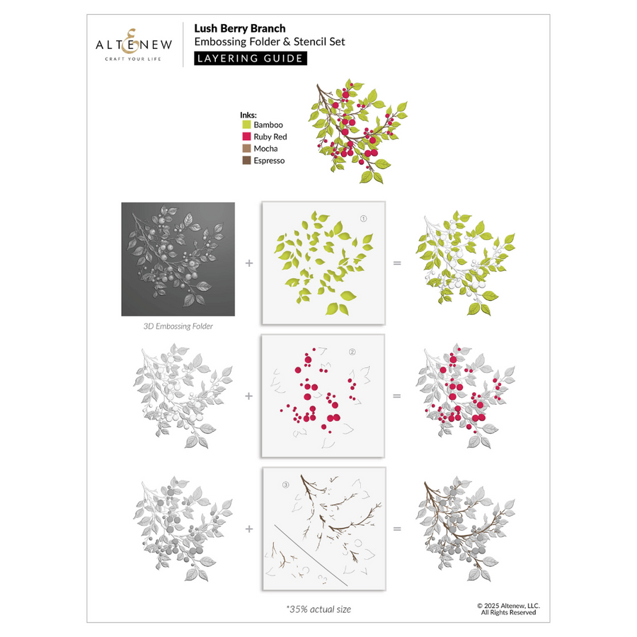 Altenew - Lush Berry Branch Simple Coloring Stencil Set (3 in 1)
