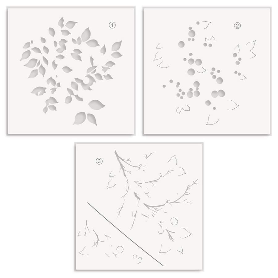 Altenew - Lush Berry Branch Simple Coloring Stencil Set (3 in 1)