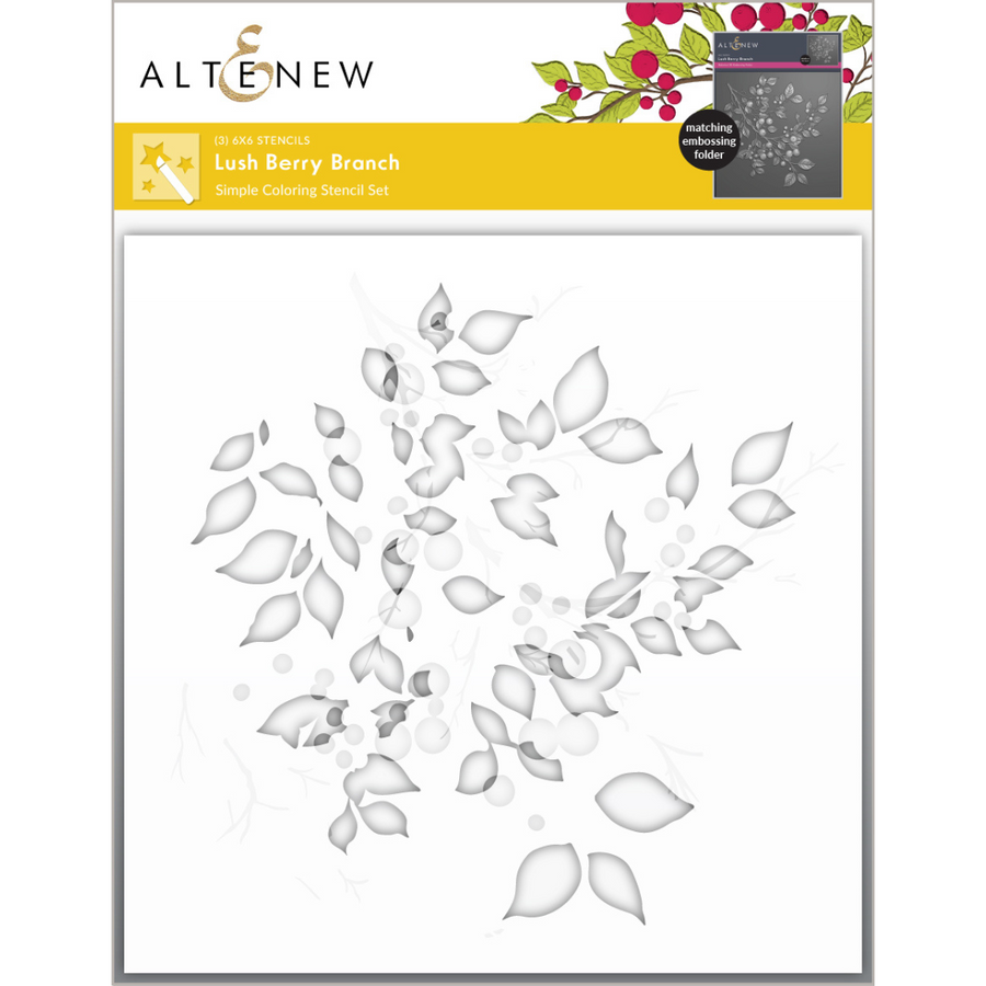 Altenew - Lush Berry Branch Simple Coloring Stencil Set (3 in 1)