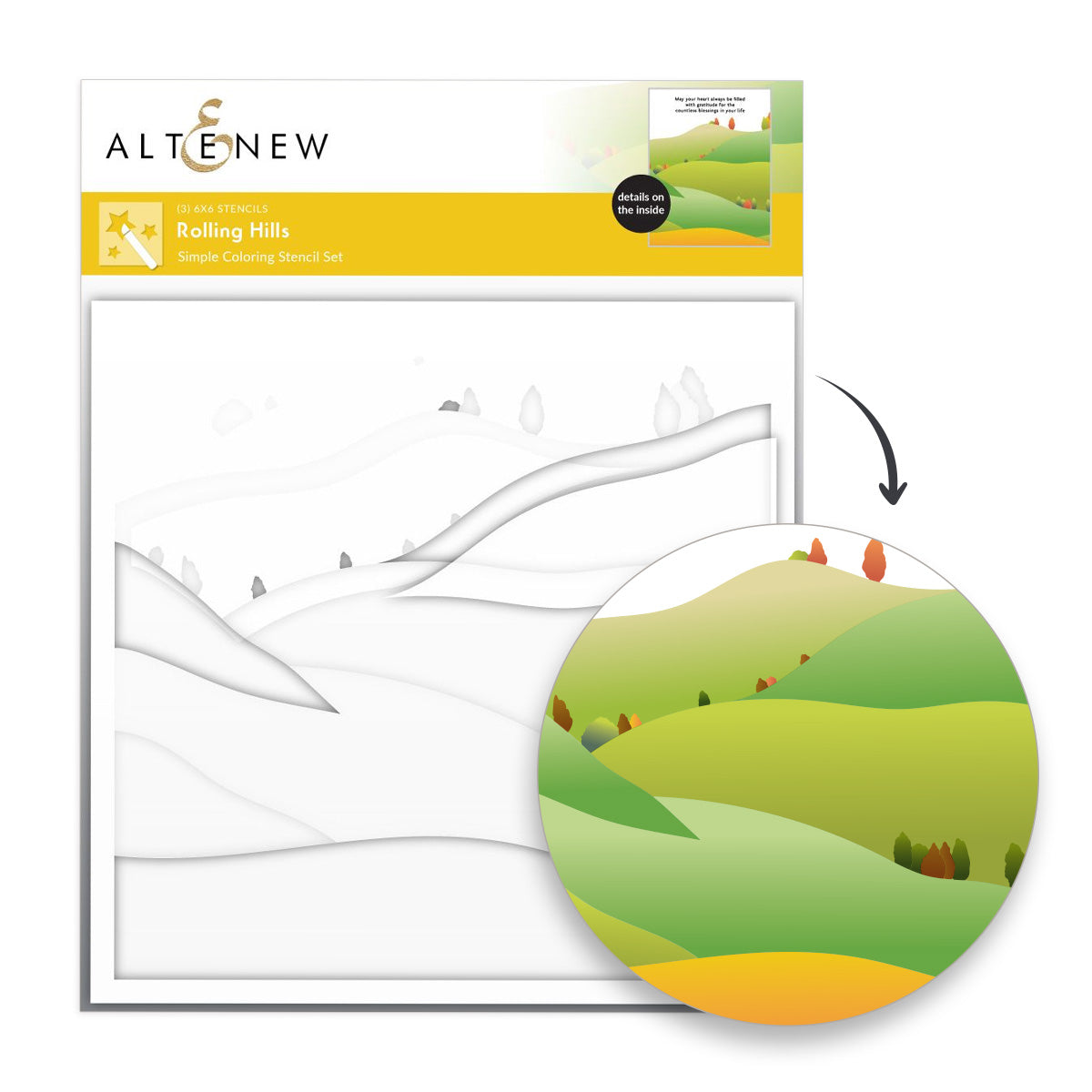 Altenew - Rolling Hills Simple Coloring Stencil Set (3 in 1)