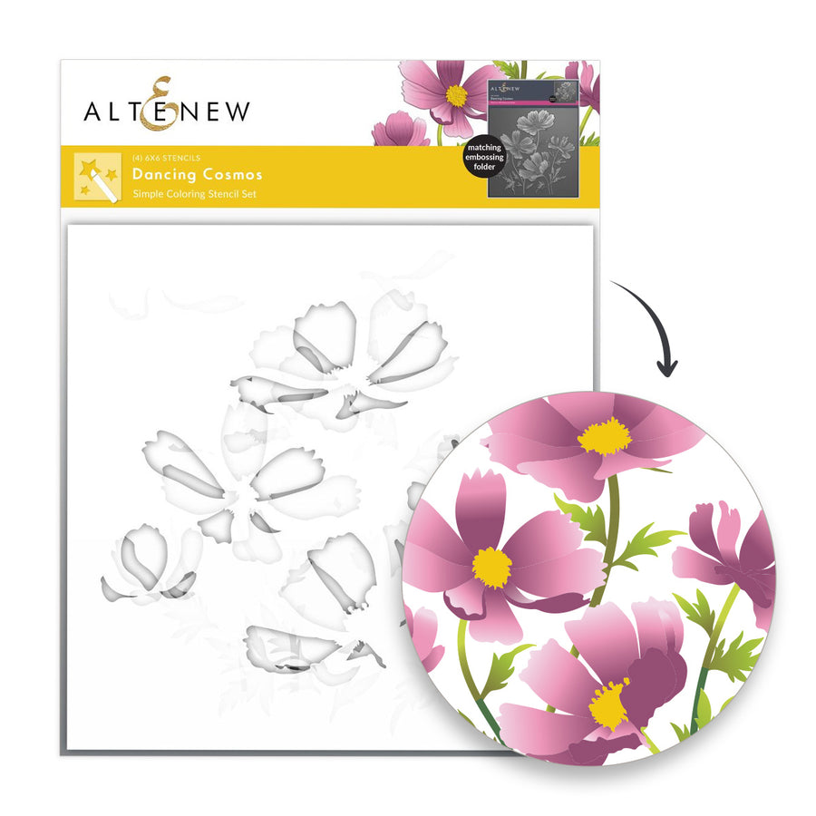 Altenew - Dancing Cosmos Simple Coloring Stencil Set (4 in 1)
