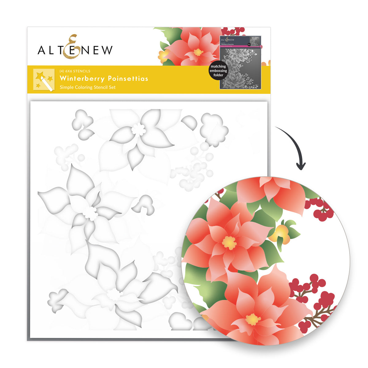 Altenew - Winterberry Poinsettias Stencil Set (4 in 1)