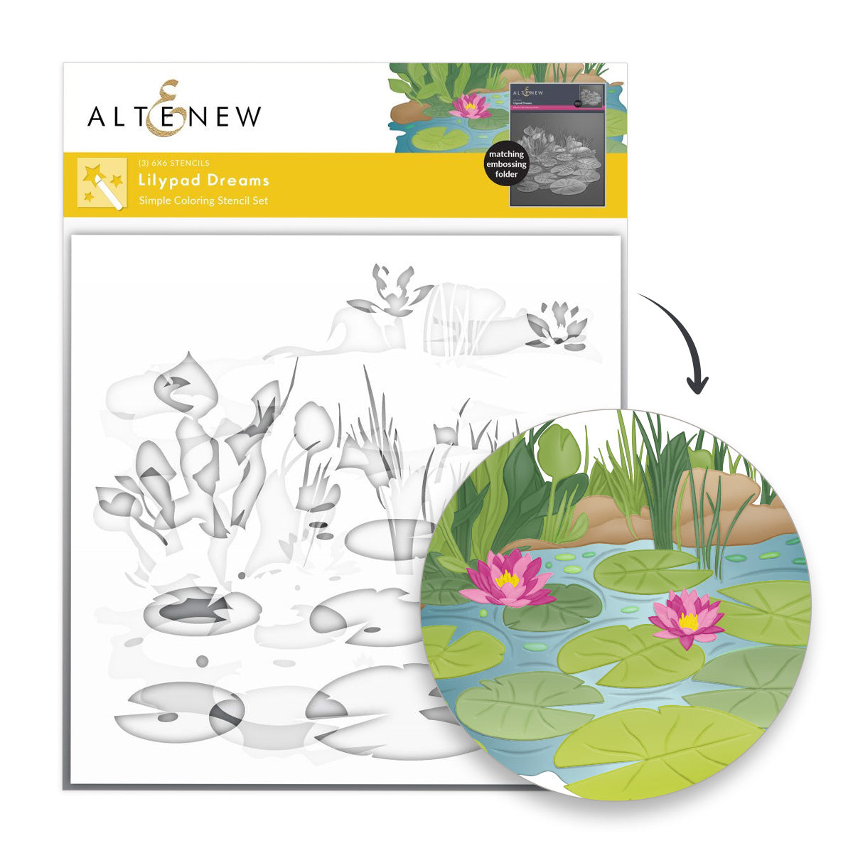 Altenew - Lilypad Dreams Simple Coloring Stencil Set (3 in 1)