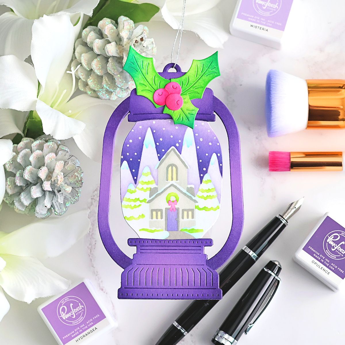 Pinkfresh Studio - Lantern Landscapes: Snowy Cottage Stencils