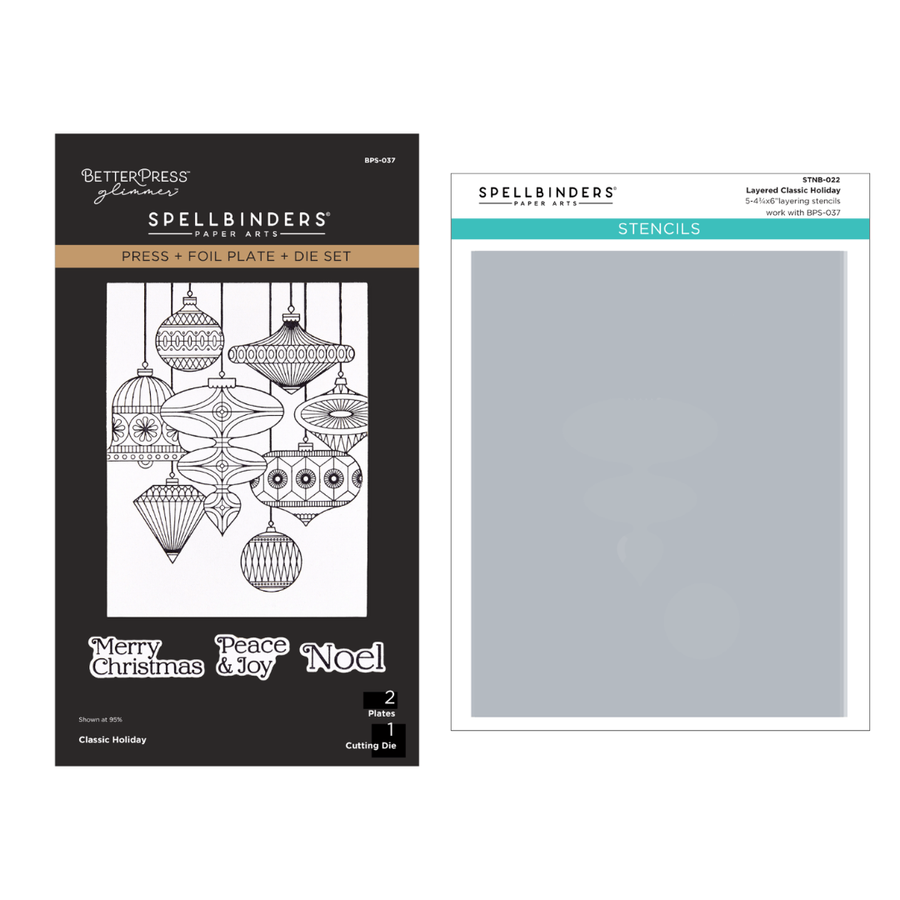 Spellbinders BetterPress Society October 2026 (Classic Holiday Press Plate + Die Set & Stencils Bundle)