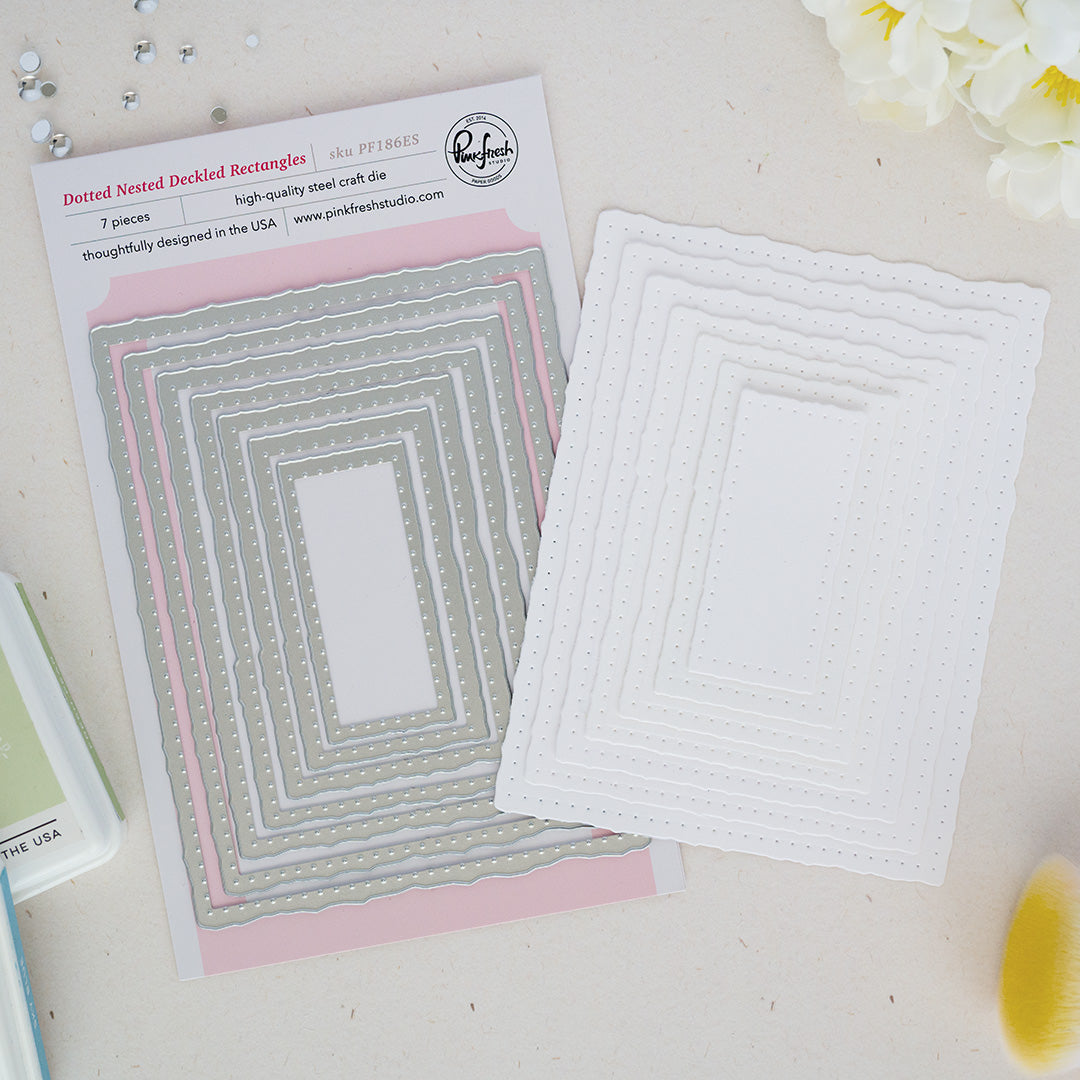 Pinkfresh Studio - Dotted Nested Deckled Rectangles Dies
