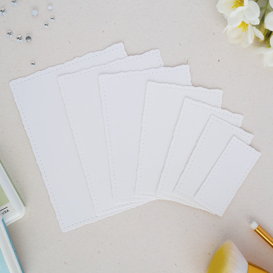 Pinkfresh Studio Dotted Nested Deckled Rectangles Die cut outs of the different sizes
