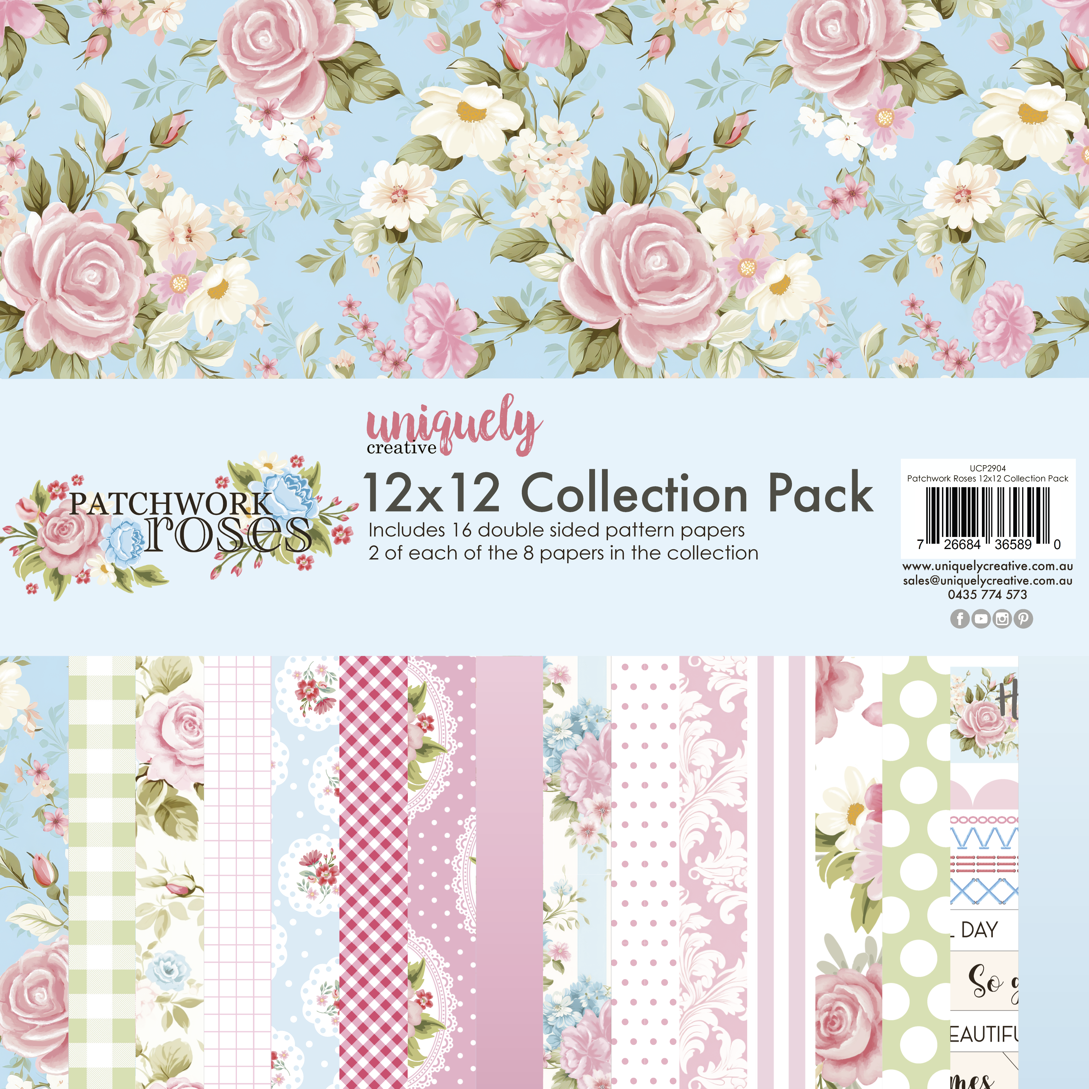 Uniquely Creative - 12" x 12" Patchwork Roses Collection Pack