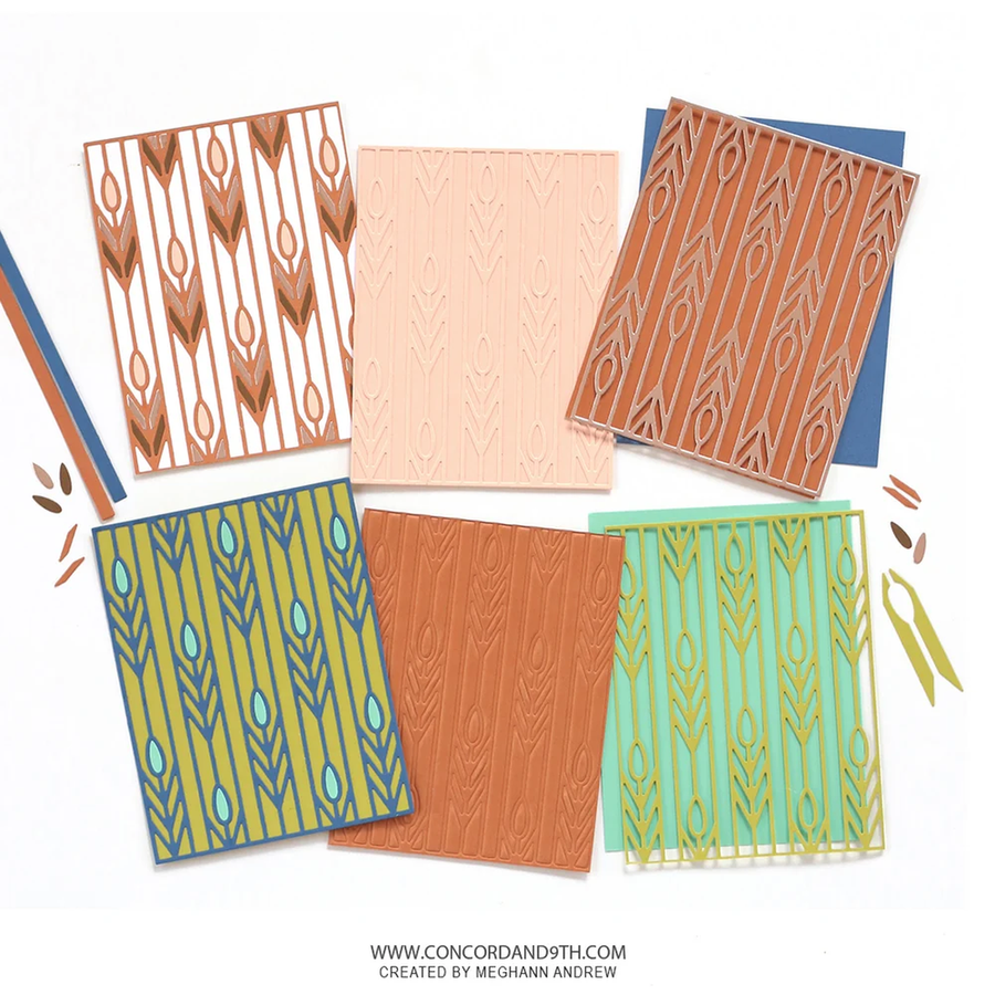 Six patterned square cards or paper sheets arranged on a white background, each showing different decorative motifs in earthy and bright colors. No person, animal, or real environment is present, so this is Product/Packaging rather than Lifestyle.