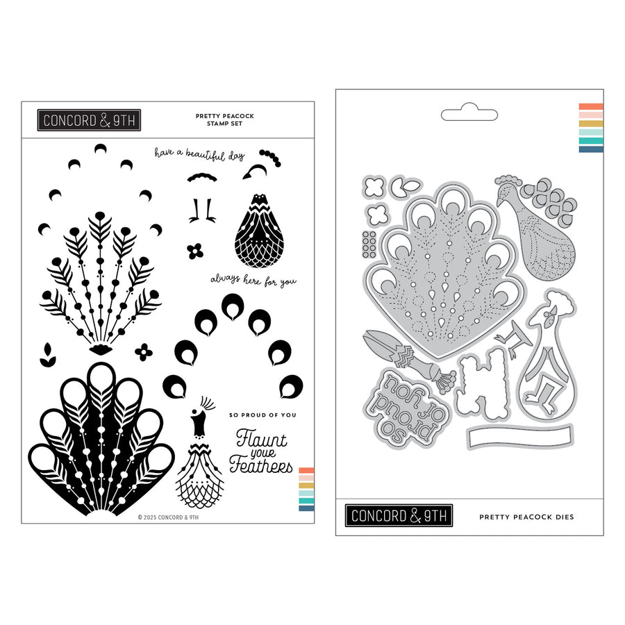 Concord & 9th - Pretty Peacock Stamp & Die Bundle