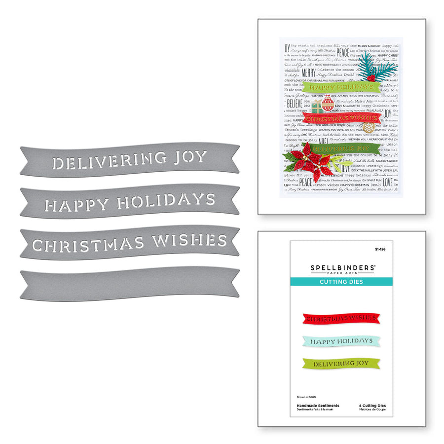 Spellbinders - Handmade Sentiments Etched Dies from the Handmade Holidays Collection