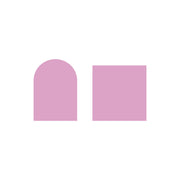 Two flat pink color swatches on a white background: one with a rounded top arch shape and one as a plain square. Spellbinders 3D Photo & Floral Arch Frame Inserts Etched Dies