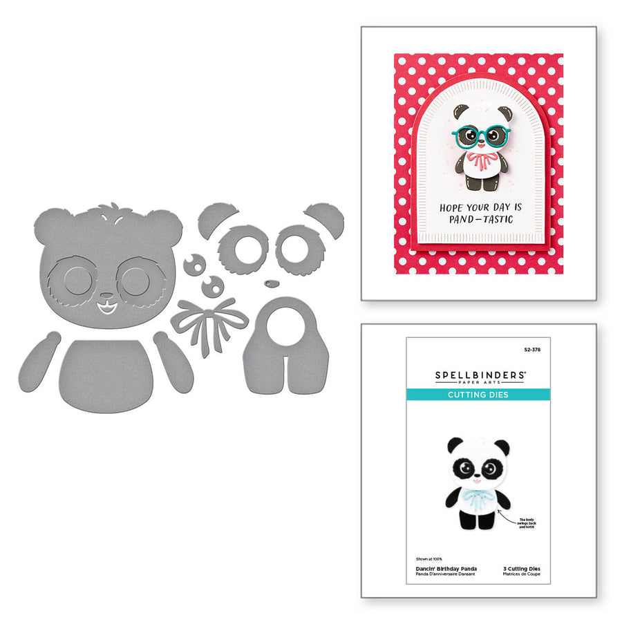 Spellbinders - Dancin' Birthday Panda Etched Dies from the Monster Birthday Collection
