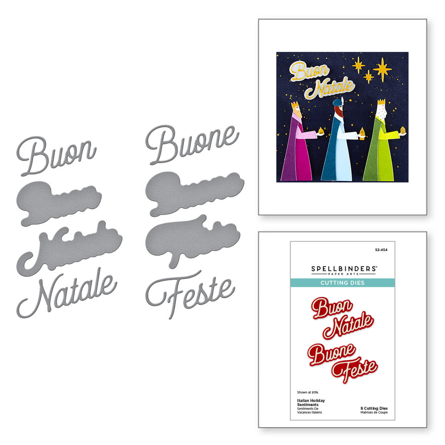Spellbinders - Italian Holiday Sentiments Etched Dies from the International Holiday Sentiments Collection