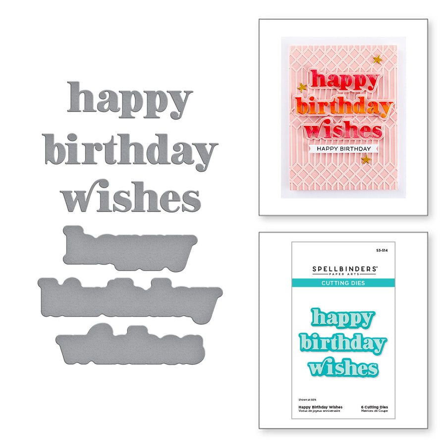 Spellbinders - Happy Birthday Wishes Etched Dies from the Out and About Collection
