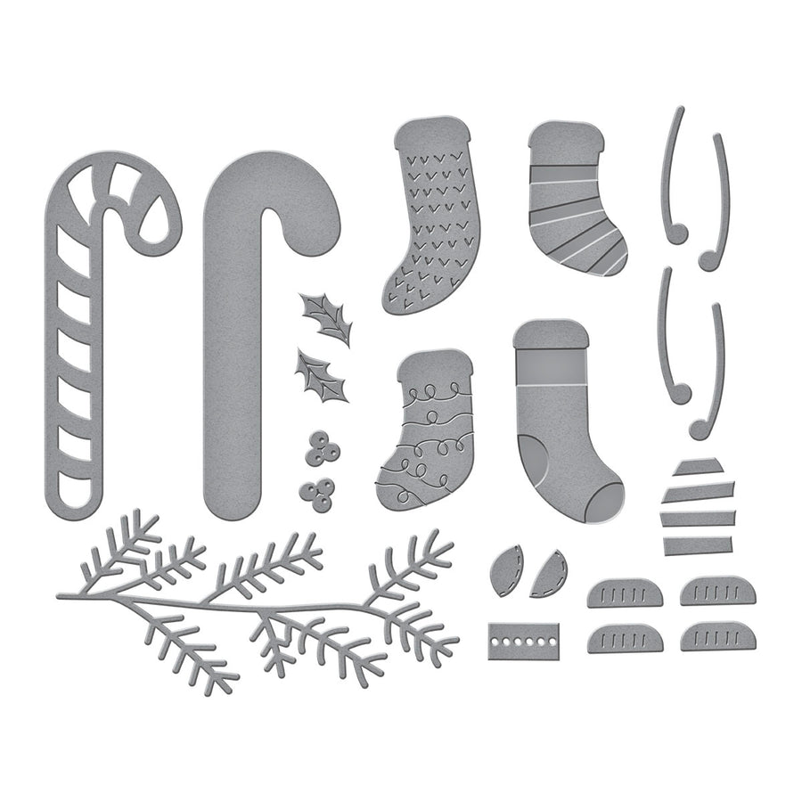 Spellbinders - Faux Embroidered Stockings Etched Dies from the Nichol's Needlework Collection by Nichol Spohr