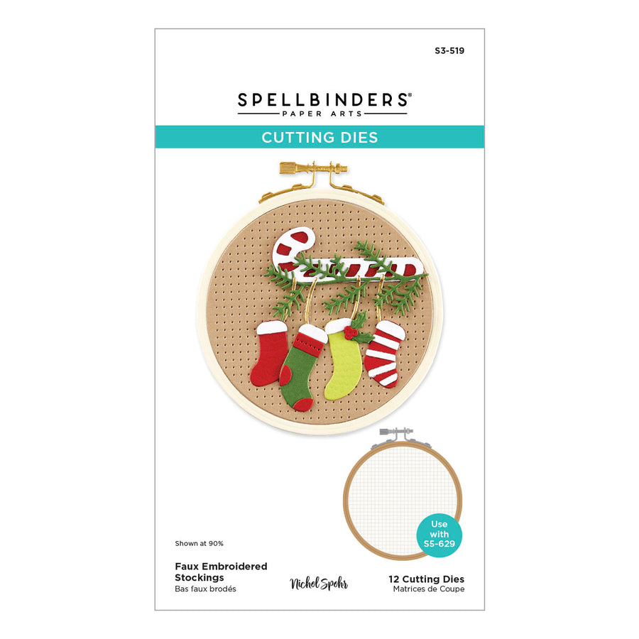 Spellbinders - Faux Embroidered Stockings Etched Dies from the Nichol's Needlework Collection by Nichol Spohr