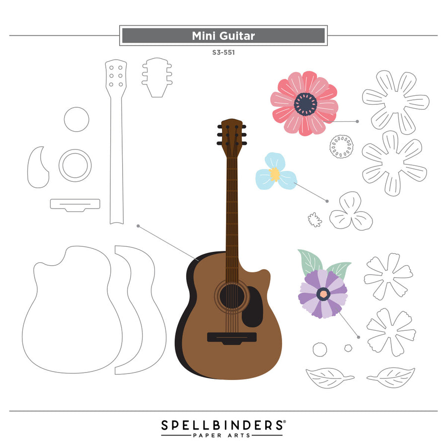 Spellbinders - Mini Guitar Etched Dies from the Bibi's Musical Notes Collection by Bibi Cameron