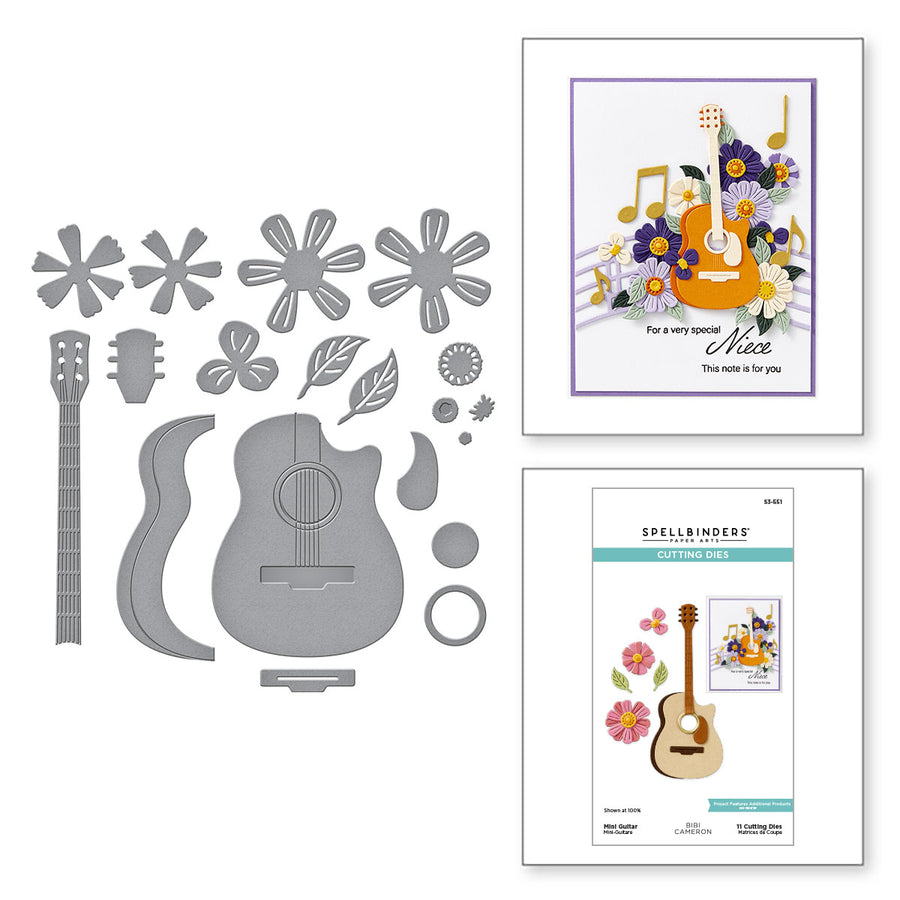 Spellbinders - Mini Guitar Etched Dies from the Bibi's Musical Notes Collection by Bibi Cameron