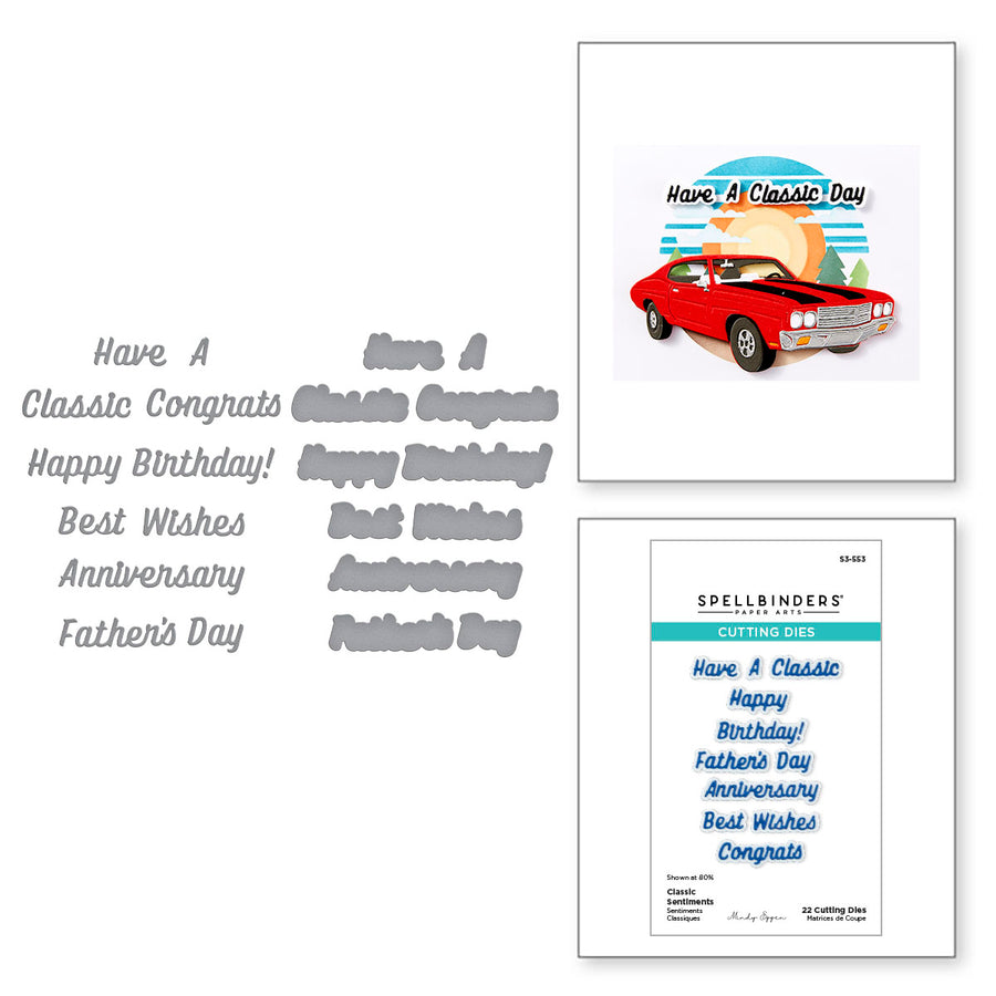 Spellbinders - Classic Sentiments Etched Dies from the Classic Road Legends Collection by Mindy Eggen