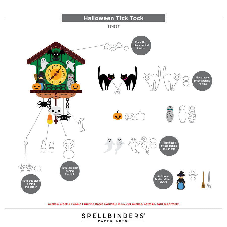 Spellbinders - Halloween Tick Tock Etched Dies from the Cuckoo Cottage Collection