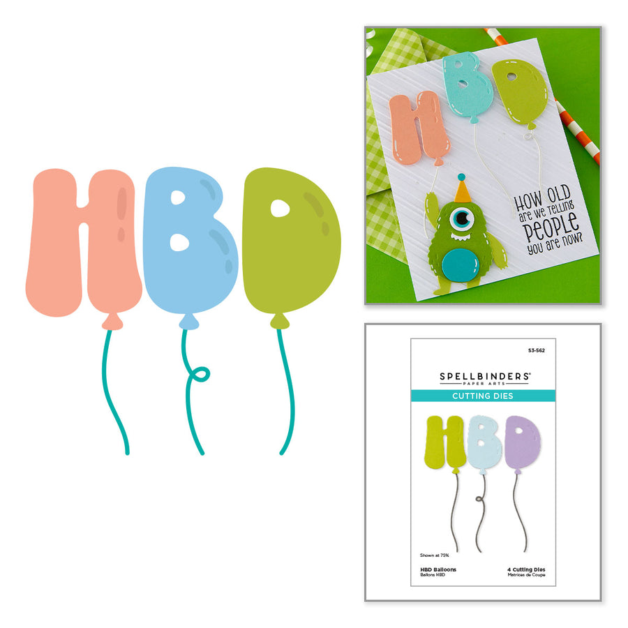 Spellbinders - HBD Balloons Etched Dies
