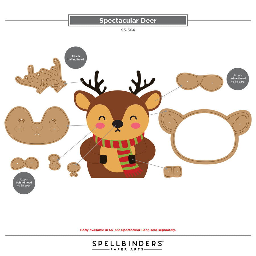Spellbinders Spectacular Deer Etched Dies assembly guide