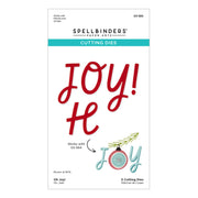 Spellbinders Paper Arts Cutting Dies package for S3-584, featuring the word 'JOY!' in red metal letters and a coordinating ornament-shaped 'O' in light blue, on a white background with teal header band. Spellbinders Oh Joy! Etched Stitching Dies