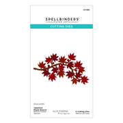 Spellbinders Paper Arts Cutting Dies packaging card, featuring a branch of red and burgundy maple leaves. The card is white with a teal banner and black text, showing the product code S2-588 and Alex Syberia Designs branding.
