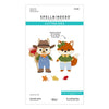 Spellbinders Paper Arts Cutting Dies package for 'Harvest Style', showing illustrated woodland animals in autumn clothing with small die icons and product text on a white background. Spellbinders Harvest Style Etched Dies by Allison Frazier