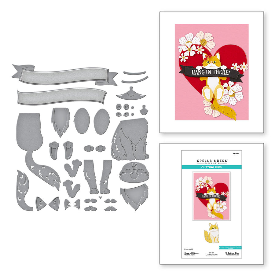 Spellbinders - Cheerful Kittens Etched Dies from the Bibi's Cats and Pugs Collection by Bibi Cameron