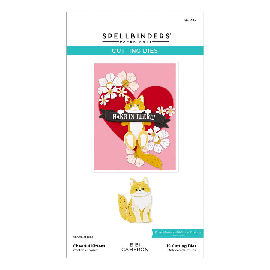 Spellbinders - Cheerful Kittens Etched Dies from the Bibi's Cats and Pugs Collection by Bibi Cameron