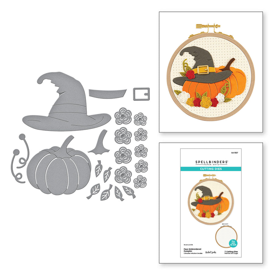 Spellbinders - Faux Embroidered Pumpkin Etched Dies from the Nichol's Needlework Collection by Nichol Spohr